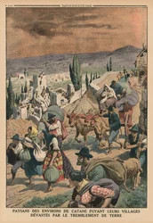 Paysans des environs de Catane fuyant leurs villages dévastés par le tremblement de terre, illustration de couverture arrière de 